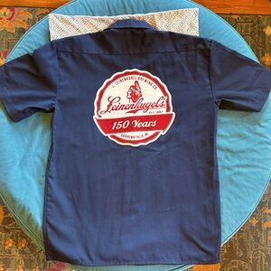 Dickies Leinenkugels Men's Navy Button Up Shirt - Size Medium